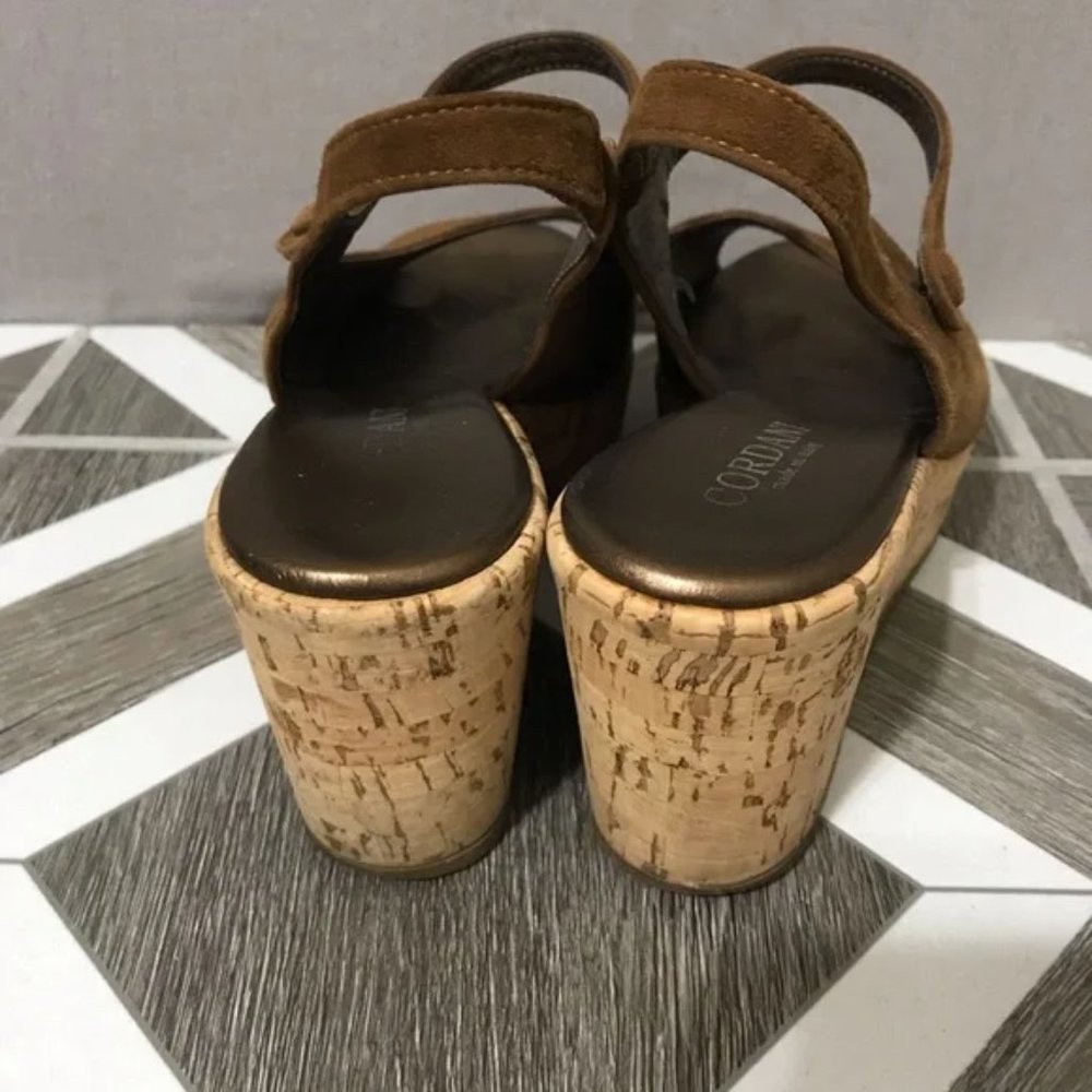 Cordani Cinnamon Made In Italy Suede Open Toe Wedges Sz-8 - Picture 6 of 9